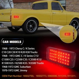 POPMOTORZ Chevy C10 Rear LED Bumper Fender Side Marker Lights Assembly for 1968 1969 1970 1971 1972 Chevy C10 / GMC Pickup Trucks C15 C25 C35 Rear LED Side Marker Lights Smoked Lens, 2 Pack