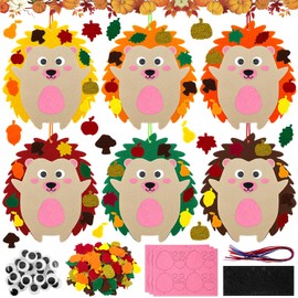 TOPJOWGA Hedgehog Craft Sets for Children, 12 Pieces Hedgehog Felt Craft Set for Decoration, Autumn Craft Set, Autumn Hedgehog Craft Set, Arts and Crafts for Children, Autumn Creative Sets for Crafts