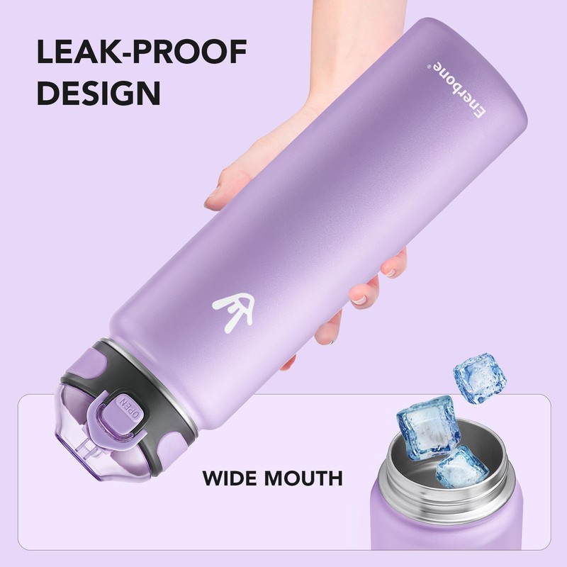 Enerbone 32 oz Insulated Water Bottle, Stainless Steel Bottle with