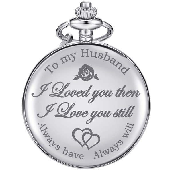 Pangda Quartz Pocket Watch to Husband Gift, Engraved Pocket Watch