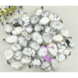 Wholesale Lot 36 Pcs Natural Howlite Crystal Pendant Healing Energy