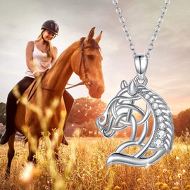Necklace Horses Girls Gift 925 Silver Horse Head Unicorn Jewellery for Boyfriend Girls Children Horse Lovers, Sterling Silver