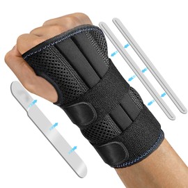 Muñequeras Deportivas, Muñequera Tunel Carpiano Ajustable con 3 Soportes, Muñequera Ligera y Transpirable para Hombres y Mujeres. (Derecha-S/M (13-20CM))