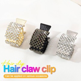Gortin Rhinestones Hair Claw Clips for High Ponytail Gold Metal Hair Clips Mini Hair Jaw Clamps Fancy Hair Accessories for Women (A-Rhinestones 1, Free size)
