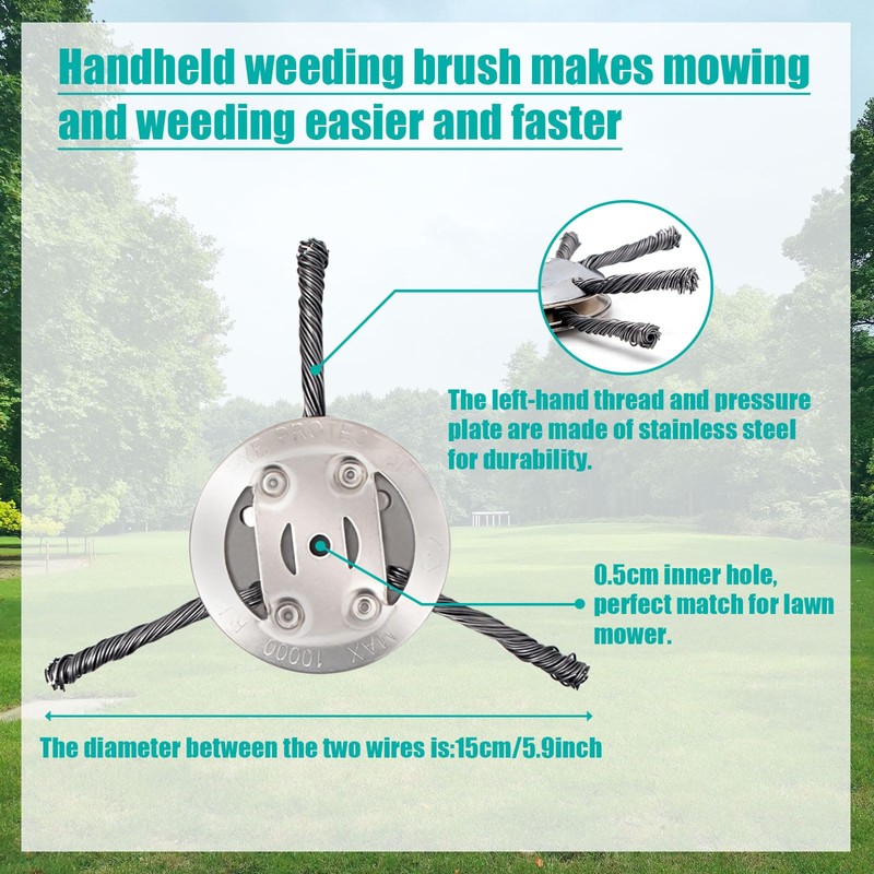 JAMSSOW 2 Pcs Steel Wire Grass Trimmer Head,Brush Cutter Strimmer