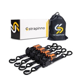 Strapinno 4pcs Retractable Ratchet Straps Bundle 1 in x 6 ft, Secure Tie-Downs with Rubber-Coated Steel Handles, S-Hooks & Durable Hardware for Daily Use with Breaking Strength - 1,500LBS/680KG Each