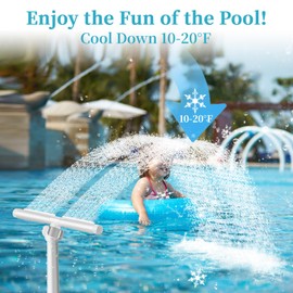 Pool Fountains for Above and In-Ground Pools,Dual Spray High Pressure Pool Sprinkler Fountain 360° Adjustable Pool Water Fountain Pool Chiller Water Fun Pool Aerator Backyard Decor Outdoor Pools