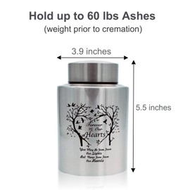 Mianachilu 60 lbs Small Urns for Adult Male Female Ashes, Decorative Mini Memorial Cremation Keepsake Urn for Human Child Remains Ashes(Tree of Love)