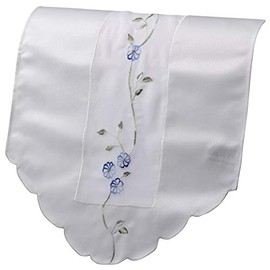 Classic Home Store Traditional Clematis Chair Back Sheer Organza Panel Embroidered Flower Antimacassar (Blue)