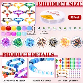 Sanixin 32 Set Jesus Love You Faith DIY Bead Craft Kit Making Religious Bracelet Beads for VBS Week Sunday School Bible Verse Gifts Wooden Cross Bracelet Craft Kit (Style 2)