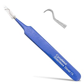 Rapid Vitality - Pinzas profesionales para puntos negros, punta de acero curvo y extractor de astillas Herramienta ideal para eliminar manchas y acné significa una piel facial impecable (azul)