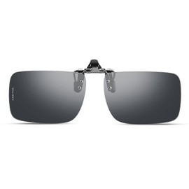 Clip-on Polarized Sunglasses, Over Glasses, One-touch Attachment, Smoke, Attaches to Glasses, Driving, Fishing, Sports, Driving, UV 400, UV Protection, Golf, Running, Bicycle, gray