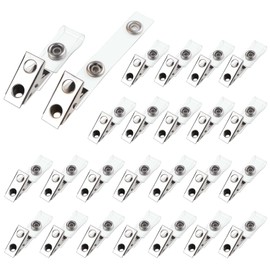 25 Pcs Metal Badge Clips with PVC Straps Double Hole Metal Badges Clips with Clear Strap for ID Cards Badge Holders Work Badges Name Tag Clip ID Badge Clip for Office