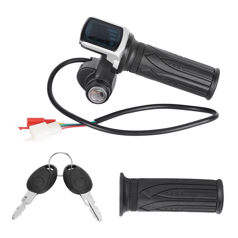 60V LED Digital Meter Electric Bike Scooter Throttle Grip Handlebar