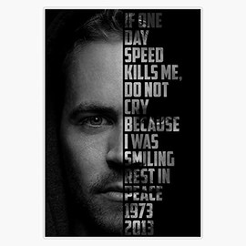 Paul Walker Text Portrait Bumper Sticker Vinyl Decal 5"