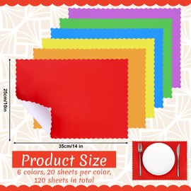 Panelee 120 Pcs Colorful Disposable Paper Placemats 10 x 14 Inch Rainbow Paper Place Mats with Decorative Wavy Scalloped Edge Blank Table Mats for Easter Wedding Catering Dining Party (Stylish Color)