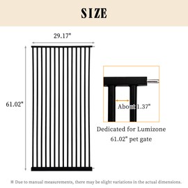 Lumizone Extra Tall Cat Gate Extension Kit 61.02" High Pressure Mounted 29.17" Extra Wide 1.37" Gap No Drilling Tall Pet Gate for Dogs (Black, 29.17"/74cm)