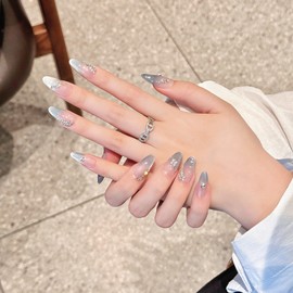 Nail Tips, 3D Texture, Handmade Nail Tips, Popular, Korean Summer, Blue, Spring, Autumn and Winter, Short, False Nails, Cute, Fashionable, Entrance Ceremony, Graduation Ceremony, Coming-of-Age