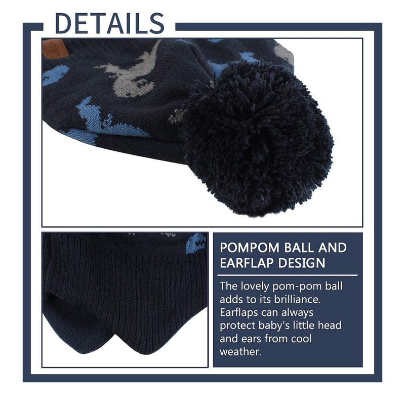 XIAOHAWANG Knitted Baby Hat Winter Warm Boys Girls Beanie Fleece