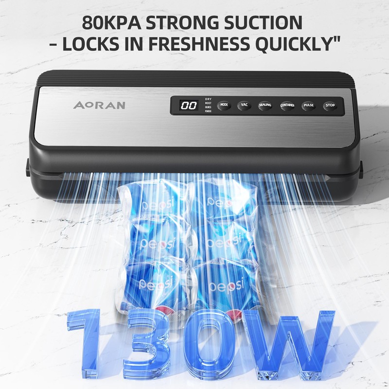 Vacuum Sealer Machine 80KPa Powerful Compact Food Vacuum Sealer with