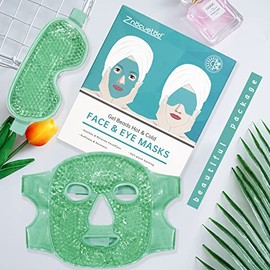 ZNÖCUETÖD Mascarilla Refrescante para Ojos con Hielo para Reducir La Hinchazón, Bolsas Debajo de Los Ojos, Senos Nasales, Enrojecimiento, Alivio Del Dolor, Ojeras, Migraña, Paquete Frío/Caliente con R