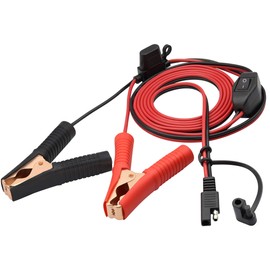 AAOTOKK Crocodile Clip Cable 16 AWG Wire Harness SAE to Battery Alligator Crocodile Clip12V DC Extension Cord with Switch and Fuse Box Quick Connect/Disconnect Snap Action Cable(2.4m/7.8ft -Fuse Box)