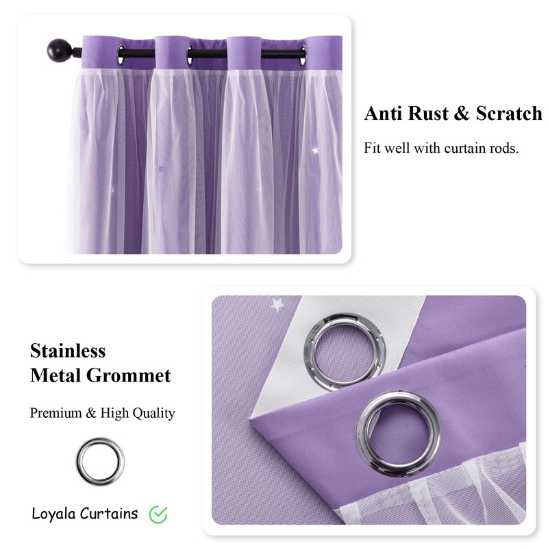 Loyala Stars Double Layer Blackout Curtains - Kids & Bedroom,