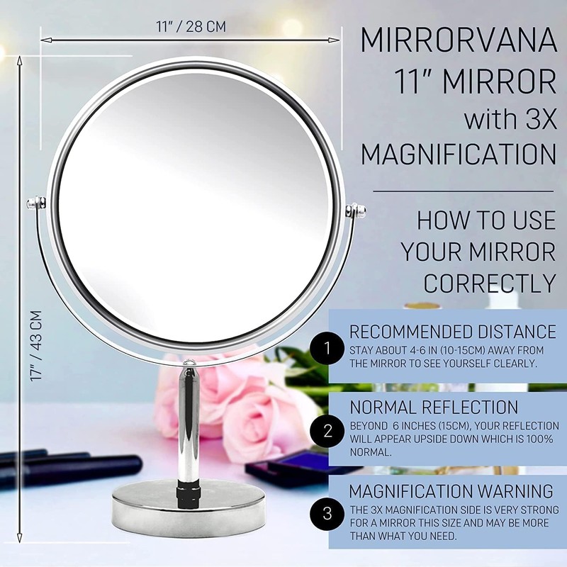 XXLarge Oversized 3X Weak Magnifying Mirror with Stand for Desk,