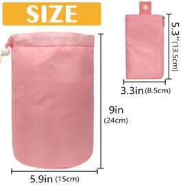 INVODA Drawstring Makeup Bag for Women Cosmetic Bag Large Travel Make up Bags Portable Barrel Toiletry Bag Toiletries Pouch Travel Cosmetic Organizer (Pink)