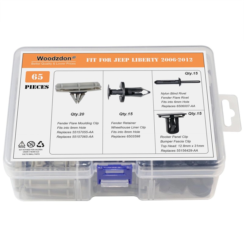 Woodzdon 66pcs Wheel Fender Flare Clips Hardware Kit for Jeep