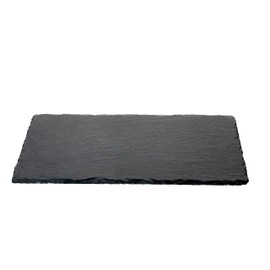 MamboCat Set of 2 Slate Plates 17 x 34 cm I Rustic Stone Plates Made of Slate - with Natural Breaking Edge I Ideal as Sushi Plate & Serving Plate I Set of 2 Serving Plates Black 17 x 34 cm