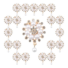 Rumyve Premium Pearl and Rhinestone Embellishments - 20 Pieces, Ideal for Fashion and Crafts DIY Jewelry to Make Clothes and Wedding(Gold)