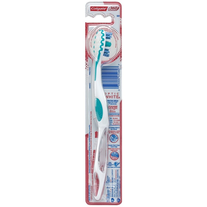 Colgate 360 Optic White Toothbrush, Medium, 1 Count