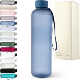 KIVY Slim Water Bottle 32oz [Lightweight & Shatterproof] Fits Backpack & Cupholder for Travel, Sports, School - Blue water bottle no straw - Cute aesthetic water bottles screw top - Dishwasher Safe