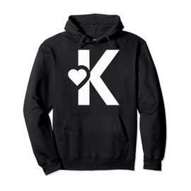 monogram name initial cute letter k heart sign white symbol Pullover Hoodie