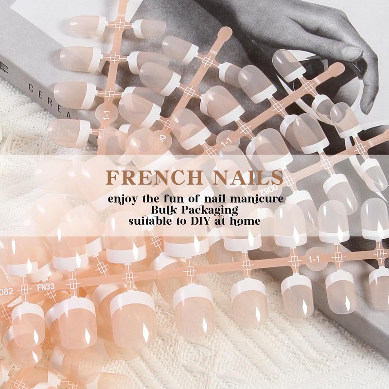French Gel Nail Tips 120Pcs Short Square no-coat Acrylic Tips