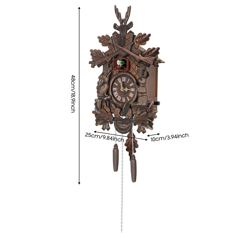 Kllkmmws Antique Cuckoo Clock, Traditional Handcrafted Black Forest Wooden Wall