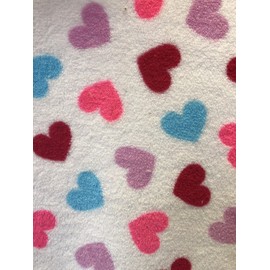Double Sided Super Soft Cuddle Fleece Fabric Material - Love Hearts, 1Mtr 150cmx100cm