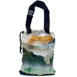 NHNXHWIA Green Mountains Car Garbage Bag,Golden Sunset Waterproof Small Car Trash Bag Hanging Back of Seat,Drawstring Hanging Car Trash Bag with Adjustable Buckle for Car Accessories