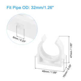 uxcell 50Pcs U-Shaped Pipe Clamps Clips, PPR U Shaped Water Pipe Clamp Fit for 32mm/1.26" OD Water Pipes and Tubing Hoses Support, White