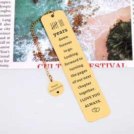 8 Year Anniversary Bronze Gifts for Him Her, 8th Anniversary Wedding Gifts for Couple Wife Husband, Bronze Anniversarys Bookmark for Men Women Boyfriend Girlfriend, Happy Anniversario Gift Bookmark