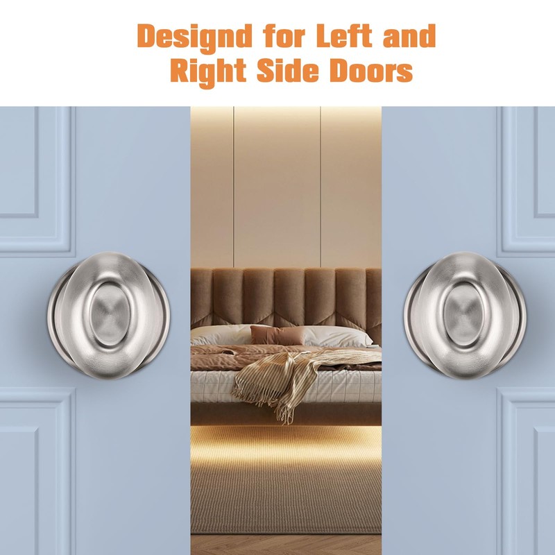Gobrico 5 Pack Egg Shaped Passage Door Knobs Flat Satin