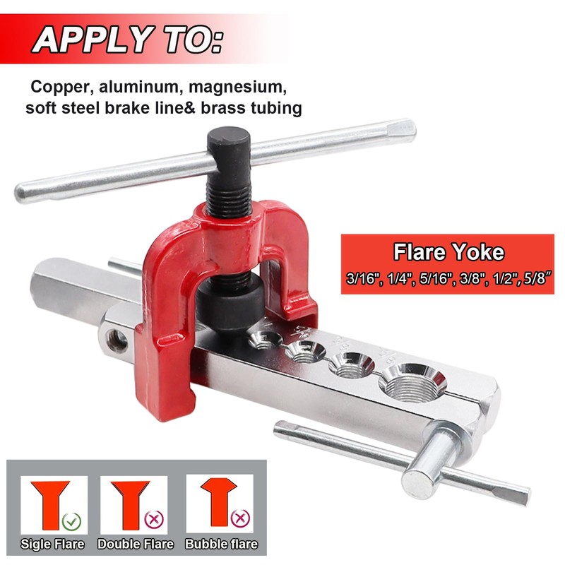 3/16 Inch+1/4 Inch Brake Line Flaring Tools kit Include Copper-Plated