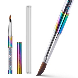 Shine Chance 100% Kolinsky Rainbow Rhinestone decorated in Handle Acrylic Brush Size 2#/4#/6#/8#/#10/#12/#14 Acrylic Brush Kolinsky Sable Nail Brushes (#04)