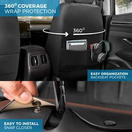 MotorBox Deluxe Edition Napa Leather Seat Covers for Cars, Trucks, & SUV – 2 Brown & Black Car Seat Covers for Front Seats - Universal Fit Truck & Car Accessories Interior Protector for Most Vehicles