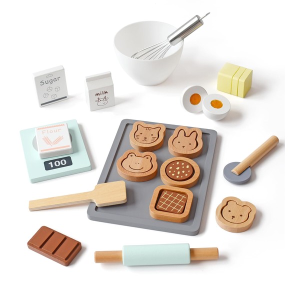 PairPear Wooden Cookie & Baking Play Food Set, Kids 28