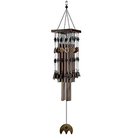 Outdoor Wind Chimes, Memorial Wind Chimes with 24 Copper Pipes and 16 Copper Bells, Window Wind Chime Hanging Decorations for Garden, Patio and Home, Bronze.