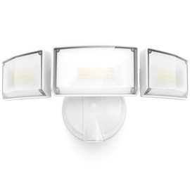 LUTEC 75W 8000 Lumen Floods Light Outdoor, Switch Controlled LED Security Lights with 3 Adjustable Heads, 5000K Daylight, IP65 Waterproof Exterior Flood Light for Outside Garage, Yard, Patio-White