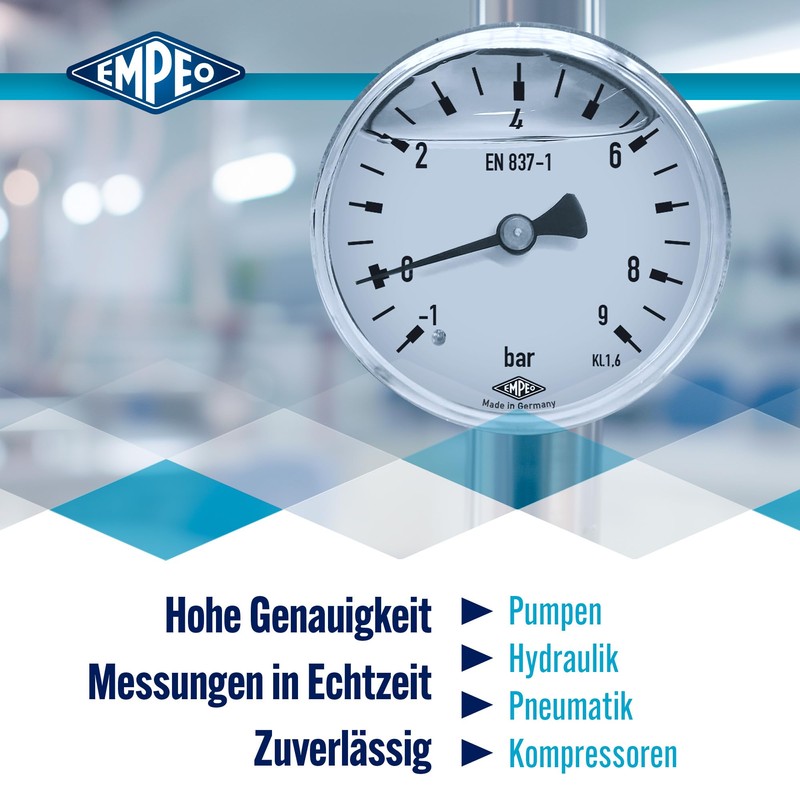 'Pressure Gauge NG63 – 1-0 9bar, G1/4 Back, Vacuum –