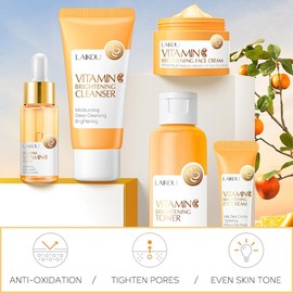 Vitamin C Skincare Set – Hydrating & Anti-Aging Face Care Kit with Cleanser, Serum, Cream, Eye Cream, & Toner